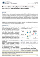 Rhenium(I) tricarbonyl polymers for CO₂ reduction, self-assembly, and biomedical applications